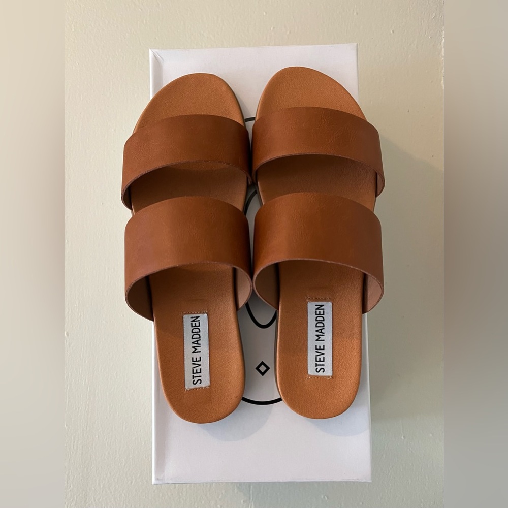 Steve Madden Tan Slide Sandals